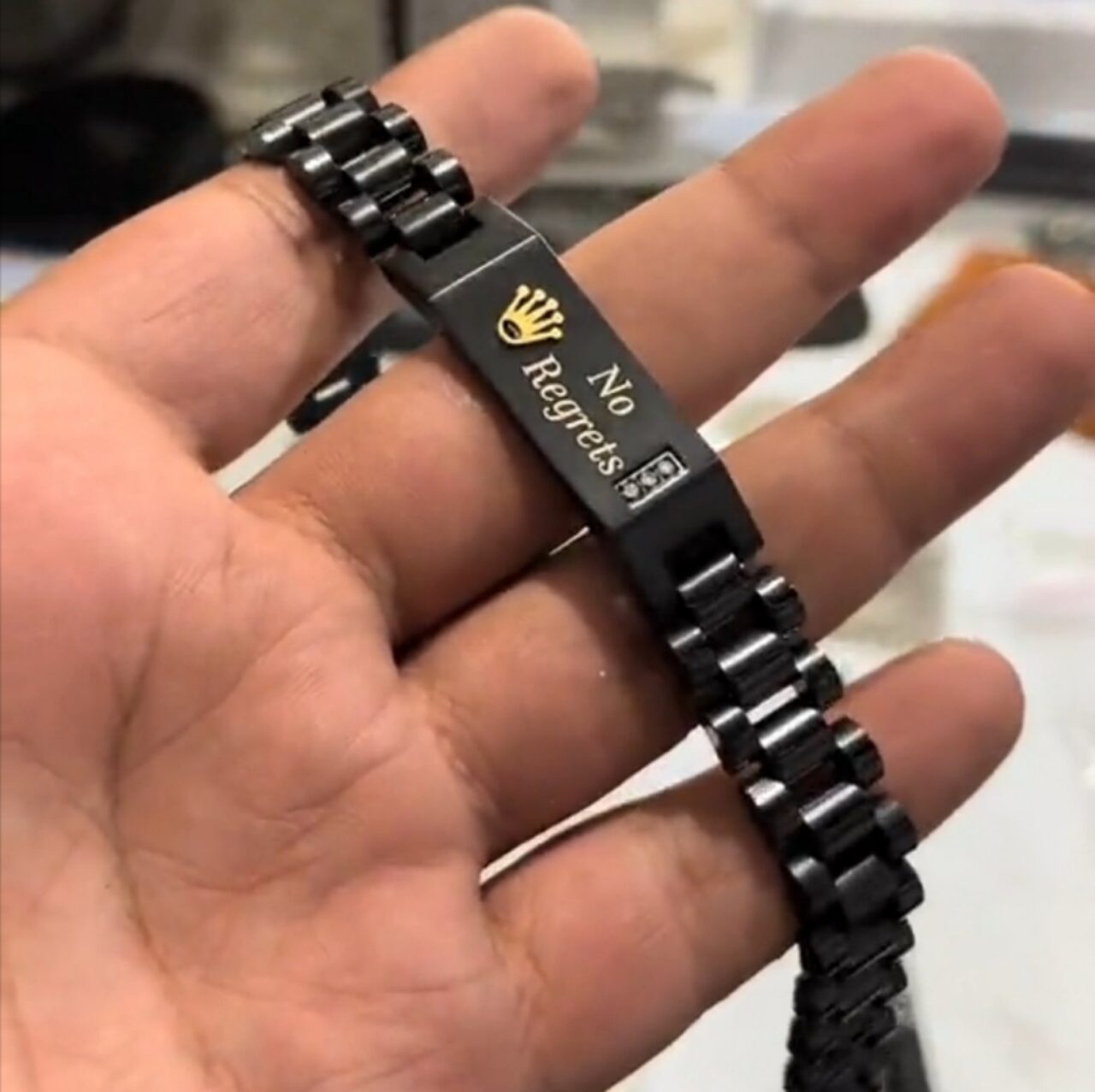 Rolex-Inspired Black and Golden Bracelet – Classic Style