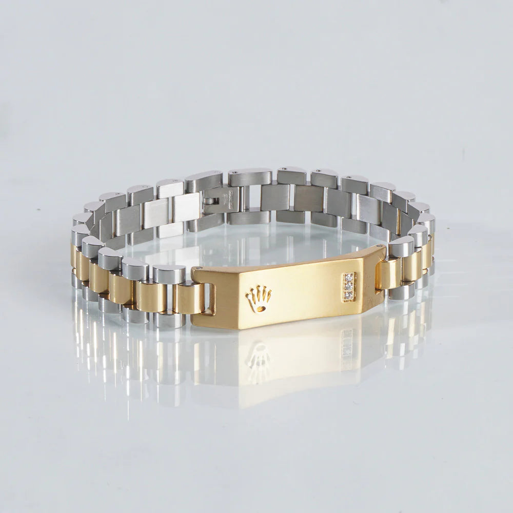 Rolex-Inspired Black and Golden Bracelet – Classic Style