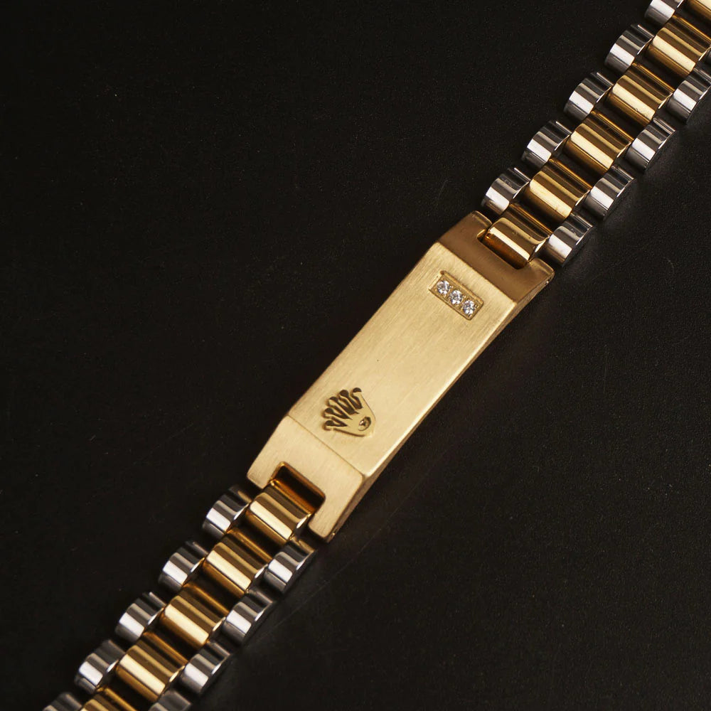 Rolex-Inspired Black and Golden Bracelet – Classic Style