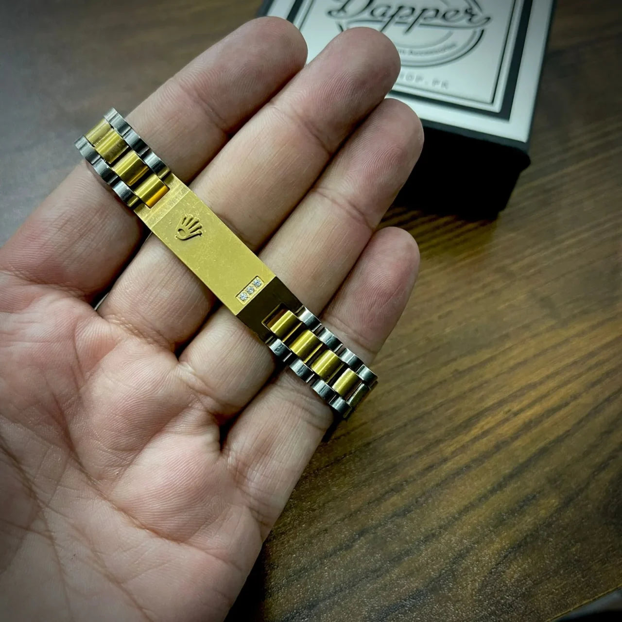 Rolex-Inspired Black and Golden Bracelet – Classic Style