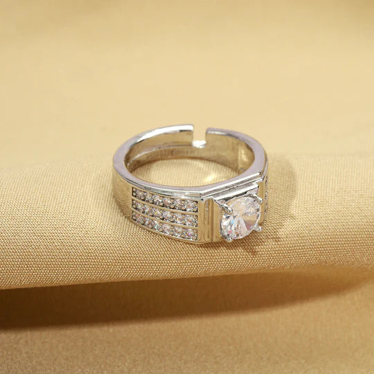 Sterling Silver Crystal Ring – Elegant men's Jewelry Gift